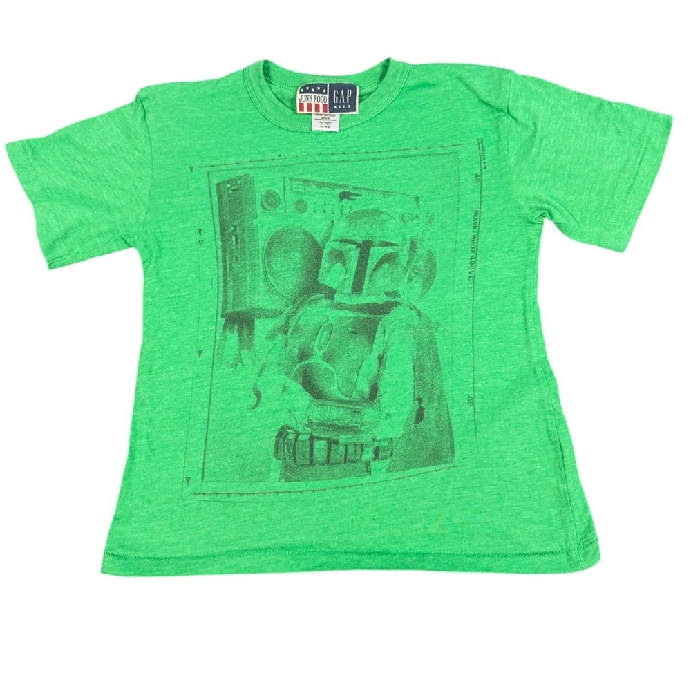 Gap Kids Junk Food Star Wars Boba Fett T‎ Shirt Boys XS Green Graphic Tee Rare